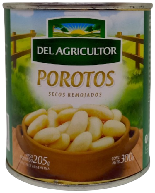 POROTOS SECOS REMOJADOS EN LATA  DEL AGRICULTOR X 350 GRS