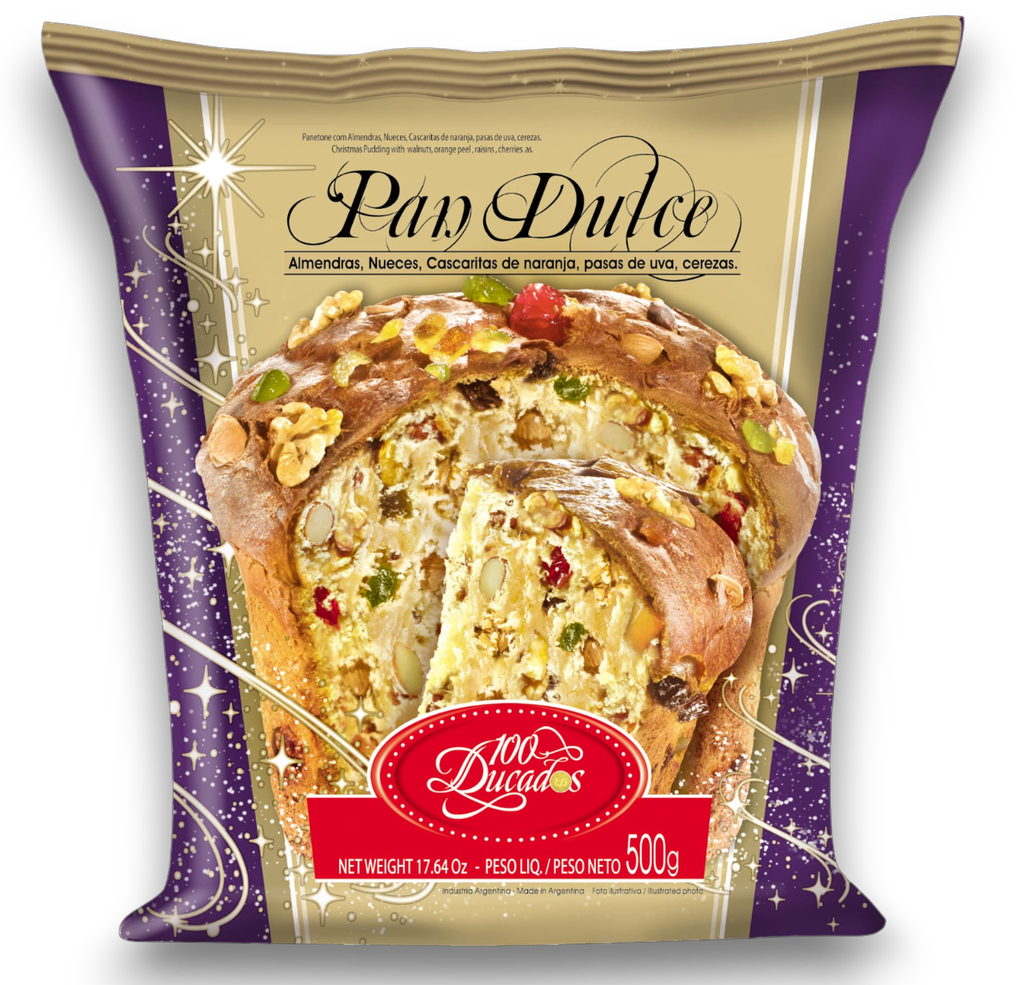 PAN DULCE 100 DUCADOS CON FRUTOS SECOS POUCH X 500 GRS