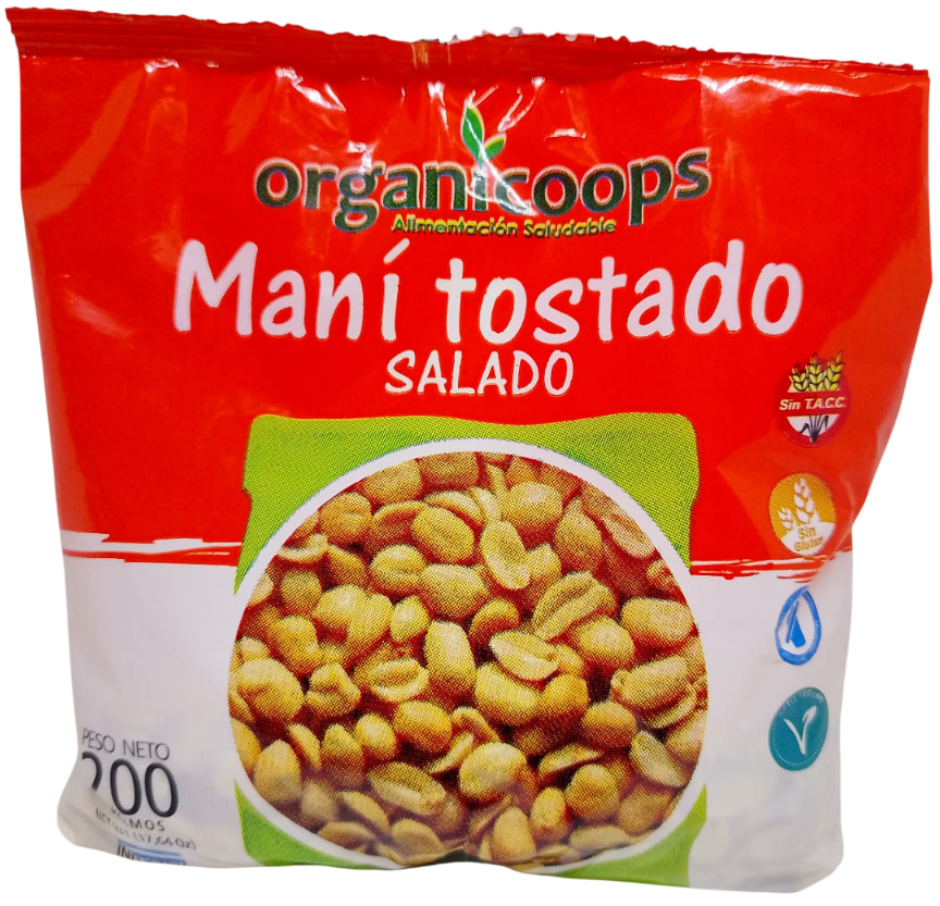 MANI TOSTADO SALADO ORGANICOOPS X 200 GRS