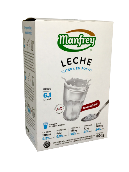 LECHE ENTERA EN POLVO INSTANTANEA MANFREY X 800 GRS