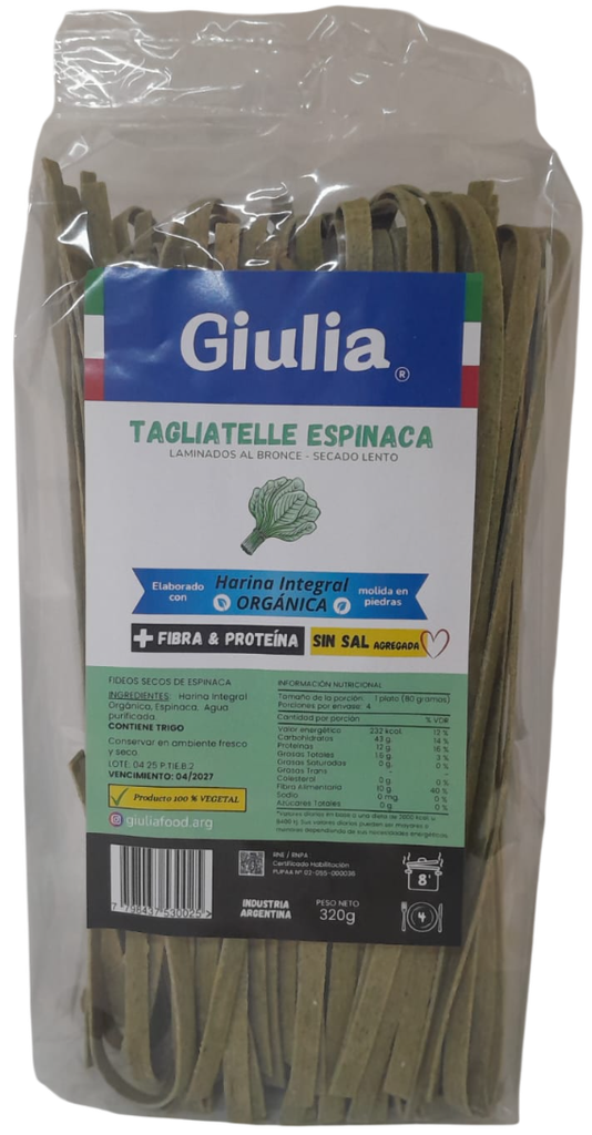 FIDEOS TAGLIATELLE ESPINACA GIULIA X 320 GRS